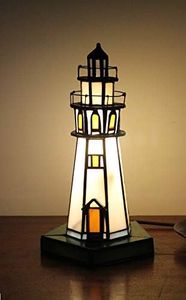 Tokira Vintage Tiffany Table Lamps, White Green Tower Light, Tiffany Table Lamp, Antique Original, E14 Stained Glass Lamps Bedroom Living Room (Without Bulbs)