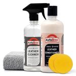 AutoBros Premium Leather Care Kit – Includes 500ml Leather Cleaner & 500ml Conditioner, 1 Microfiber Cloths & Applicator Pad – Perfect for Car Seats, Sofas, Jackets, Bags & Belts