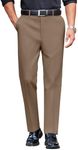 COOFANDY Mens Casual Formal Pant Fitted Business Suit Pant Stretchy Dress Slack Grey Brown