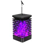 Laerper Solar Lantern Flame Lights Outdoor Hanging Lights, Upgraded 99 LEDs Dancing Flickering Lantern, Waterproof Landscape Decor for Garden Yard Patio Pathway 1 Pack (Purple Flame-1 Pcs), FXHYD