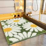 Roseate Flower Super Soft (50x80 cm) Microfiber 2000 GSM Bath Mat Super Absorbent Anti-Skid Door Mats for Home/Bathroom/Bedroom/Kitchen/Floor Mat (Green) Pack of 1