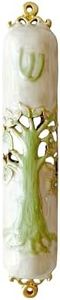 Pasiir 3.8 Inches Hand-Painted Mezuzah, Exquisite Enamel Design with Scroll Included for Jewish Occasions