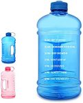 GEMFUL Motivational Large Water Bottle with Time Marker 3 Liters 0.8 Gallon (Blue)