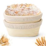Yeatruojeet Bread Proofing Baskets Set of 2 8 inch Oval Shaped Dough Proofing Bowls W/Liners Perfect for Professional & Home Sourdough Bread Baking (8Inch, Oval Shaped)