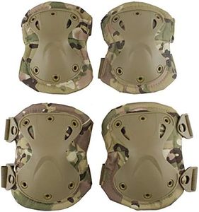 Aoutacc Tactical Combat Knee & Elbow Protective Pads Set for Outdoor CS Paintball Game Cycling Safety Skateboarding Gear Skates Knee Protection Guard Pads (CP)