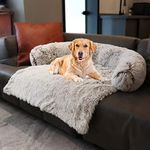 Dekeyoo Pet Couch Protector for Dog with High Back Dog Bed, Universal Pet Furniture Cover, Sofa Bed Cover, Plush Dog Bed and More for Dogs and Cats, Machine Washable Light Brown Large