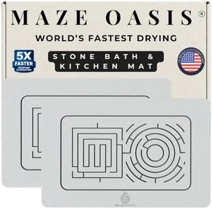 MAZE OASIS Bathroom Mat Set (2 Pack) [Engineered for Hygiene] – Stone Bath Mats for Bathroom & Kitchen Counter Drying Mat – Non Slip Diatomaceous Earth – Serenity Sterling