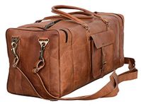 Leather Duffel Bag 28 inch Large Travel Bag Gym Sports Overnight Weekender Bag by Komal's Passion Leather, Brown