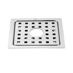 LIPKA YU Square Floor Drain |Premium Stainless Steel|6 x 6 Inches|with Hole|