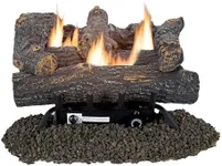 Pleasant Hearth 18-in Southern Oak Vent Free Gas Set 30,000 BTU's, Brown and Charred Logs