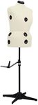 vidaXL Adjustable Dress Form, Female L Size 44-50, Cream and Black, Ideal for Fashion Design and Tailor Shops, Polyester, ABS, Rotary Wheels for Easy Adjustments