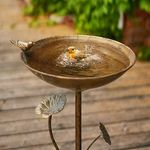 HLQMFHT Diam 11.4" W x 28.5" H Cast Iron Pedestal Bird Bath, Bird Baths for Outdoors,Vintage Metal Bird Bath Garden Yard Decoration