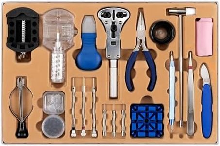 H&S Watch Repair Tool Kit - 155pcs - Tools for Pin Link & Back Removal and Strap Adjustment - Comes in a Box Case