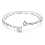 Swarovski Women Attract Soul Heart Bangle, White, Rhodium Plated