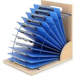 CuleedTec Clipboard Holder, Clipboard Storage Rack | Wooden Clipboards Stand with Sturdy Metal Shelf | Clipboard Organizer for Classroom, Office, and Home (Assembly Required)