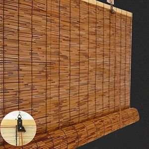 KDDEON Rétro Carbonisation Rideau de Roseau Pare-Soleil,Store en Bambou Stores Enrouleurs en Bambou,Stores en Bambou Rideau de Paille,pour Extérieur/Patio,Personnalisable (150x230cm/59x91in)