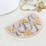 Islafeliz Half Circle Boho Bathroom Rugs - Non Slip, Machine Washable Half Round Bohemian Retro Bath Mat for Bathroom, Kitchen, Bedroom, Tub and Shower, Indoor Floor and Door Mat, Medium