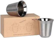 80ml Stainless Steel Espresso Cups Set - 2 Pack Double Wall 304 Stainless Steel Demitasse Cups 2.7oz by RECAPS