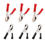 6Pack 100A Jump Lead Clamps Heavy Duty Pure Copper Crocodile Clamps Alligator Clips Car Booster Cable Clips Battery Clamps for Car Auto (3Pcs Red +3 Pcs Black)