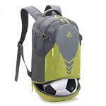 35L Basketball Backpack with Bottom Ball Compartment – Large Capacity Sports Equipment Bag for Youth Boys Girls Fit Basketball Volleyball Football Soccer Ball, Gym, Outdoor, Travel, Team (Light Green)