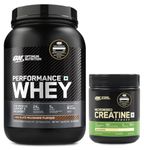 Optimum Nutrition (On) Performance Whey Protein Powder, 24G Protein, 5G Bcaa (Chocolate Milkshake) 1Kg & Micronized Creatine Powder - 100 Gram, 33 Serves, Unflavored. Combo