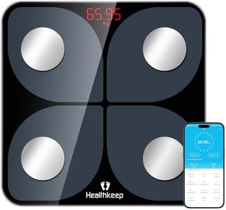 Balance Pèse Personne Connectée, Healthkeep Pese Personnes Bluetooth Impédancemètre avec APP 13 Données Corporelles Compatibles avec les APP de Fitness pour Andriod et iOS Capacité 180kg/400lb
