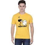 Crazy Punch Ostrich Mutta Theriyuma Men's Yellow Half Sleeve Tamil Movie Round Neck T-Shirt (Yellow, X-Large)