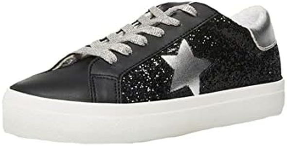 Steve Madden Women's Starling Sneaker, Black/Silver, 7 M US