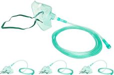 3 Packs Adult Europe Elongated Standard Oxygen Mask with 6.6' Tubing and Adjustable Elastic Strap - Size L