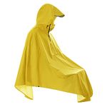 Resuable Bike Rain Cape Bicycle Rain Poncho Reflective Rain Coat Unisex Waterproof Rain Jacket with Pouch (Yellow)