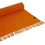 Yoga Studio Organic Yoga Mat Rug – 196cm x 70cm Yoga Rug with Tassels, Cotton Yoga Rug for Meditation, Relaxation, Hot Yoga (Saffron)