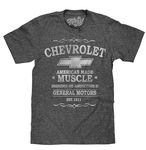 Tee Luv Men's Faded Chevrolet T-Shirt - American Made Muscle Chevy Shirt, Onyx Snow Heather, XL