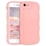 YINLAI for iPhone SE 2022 Case, iPhone SE 2020 Case, iPhone 8/7 Case Cute Curly Wave Frame Design Slim Soft TPU Bumper Shockproof Protective Phone Case for iPhone 7/8/SE2/SE3, Pink