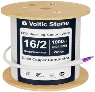 Voltic Stone 16/2 0-10V Dimming Dimmer LED Switch Wire, Full-Size 16 AWG Solid Bare Copper Control Cable, ETL Listed CL3P Plenum Rated Flame-Retardant, Pink & Purple, for 0–30V Low Voltage System