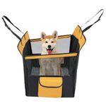 Maxmass Dog Car Seat, Pet Car Hammock with Mesh Window, Removable Waterproof Pad, Safety Belt & Storage Pocket, Back Seat Extender Pet Travel Car Seat Protector for Small Medium Dogs