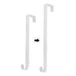 Adjustable Wreath Hanger for Front Door, Hanger for Hanging Coats Hats Robes Towels Bathroom Over The Door Metal Hook White