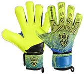 Keeperking Unisex Goalkeeper Football Gloves for Adults, Children, Teenagers with and without Finger Protection, Removable Fingersave, 4 mm (7, Yellow)