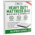 Super King Size Mattress Bag for Moving and Storage - 5 Mil Mattress Cover for Moving and Storage - Mattress Protector Storage Bags - Heavy Duty, Reusable, Tearproof