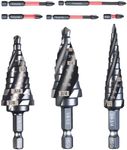 Unibit M35 Step Drill Bits Set with Magnetic Phillips Screwdriver 1/8-7/8 Inch-8 PCS Titanium Coated HSS 4-Flute Bits, Works on Steel, Metal, Aluminum, Plastic & Wood, with Storage Box