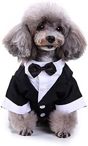 Black, White, Blue Dog Shirts for Wedding, Puppy Tuxedo, Dog Formal Wear, Doggie Tux, Suit and Tie Costume Black Large