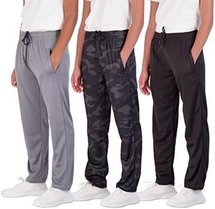 3 Pack: Boys Active Mesh Sweatpants Track Pant Basketball Athletic Fashion Teen Pants Soccer Casual Girls Lounge Open Bottom Running Boy Track Kids Pockets Gym Activewear Training -Set 2,L(14-16)