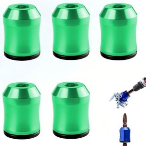Aluminum Alloy Magnetic Bit Holder, Magnetizer Demagnetizer Tool for Screwdriver Drill Bits Hex Shank (Green*5PCS)