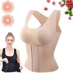 3 in 1 Waist Trainer Bra for Women,Vividale 3-in-1 Waist Trainer Bra,3 in 1 Bra Shapewear,Waist Trainer Bra for Back Fat (M, beige)