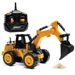 Top Race 5-Channel Fully Functional Remote Control Excavator - 1:24 Scale RC Construction Truck Toy with Multi-Directional Movement for Kids - Digger Toy for Boys and Girls Ages 3 and Up