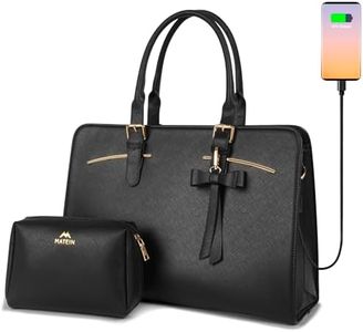 MATEIN Grande Borsa Lavoro Donna, Porta PC 15.6 Pollici Valigetta Portadocumenti Ufficio Tracolla Shopper Impermeabile in Pelle PU Tote per Business Scuola, Nero