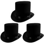 Funny Party Hats Black Top Hat - Victorian Hat For Men - Felt Tuxedo Costume Hat - Coachman Hat - Dress Up Hat (3 Pack)