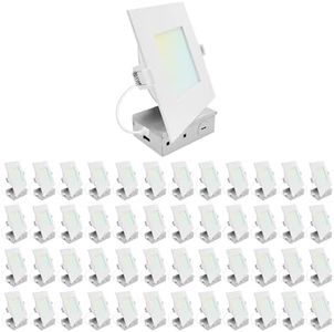 LUXRITE 6 Inch LED Recessed Light, ECO Backlit Mini Panel Spotlight, 5CCT 2700K-5000K, 1400 Lumens, High Output, 15 Watts, Dimmable, IC Rated, Wet Rated, ETL Listed (48 Pack)