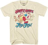 Nickelodeon Mens 90's Classic Shirt - Ren & Stimpy Happy Happy Joy Joy Vintage T-Shirt (Natural, XX-Large)