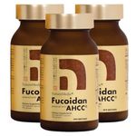 NatureMedic Fucoidan powered with AHCC Brown Seaweed Immunity Supplement with High Purity Organic Mekabu Mozuku Agaricus 480 Vegetable Capsules Made in Japan (3 Bottles)