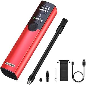 Woowind BP188 Bike Pump Electric Bicycle Pump, Portable Tire Inflator Air Pump for Car Tires, Auto Shut-Off Tire Pump with Presta, Schrader Valve, 120~150PSI and Rechargeable(Red)